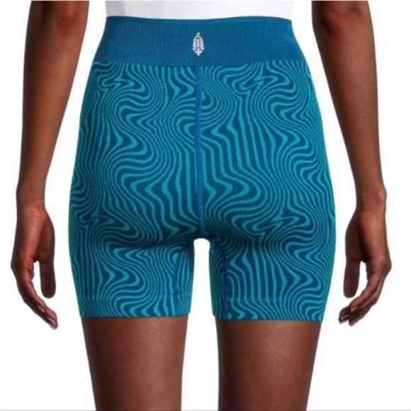 NEW FREE PEOPLE Throw Jacquard Biker Shorts Blue Medium II @V - Picture 3 of 11